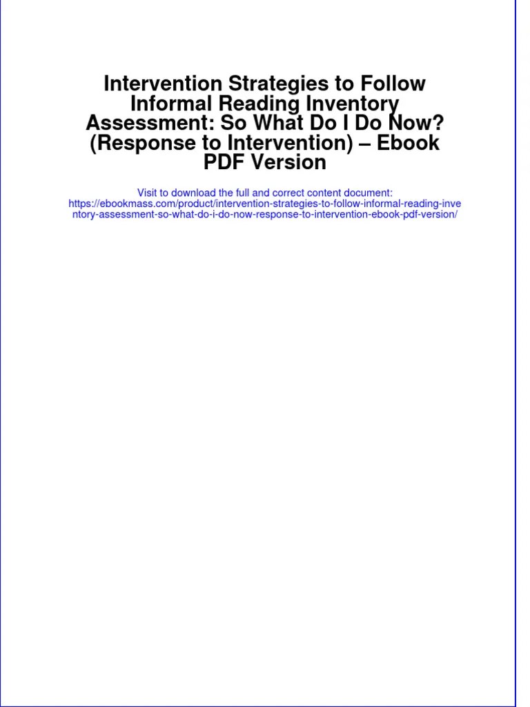 Intervention Strategies To Follow Informal Reading Inventory Assessment