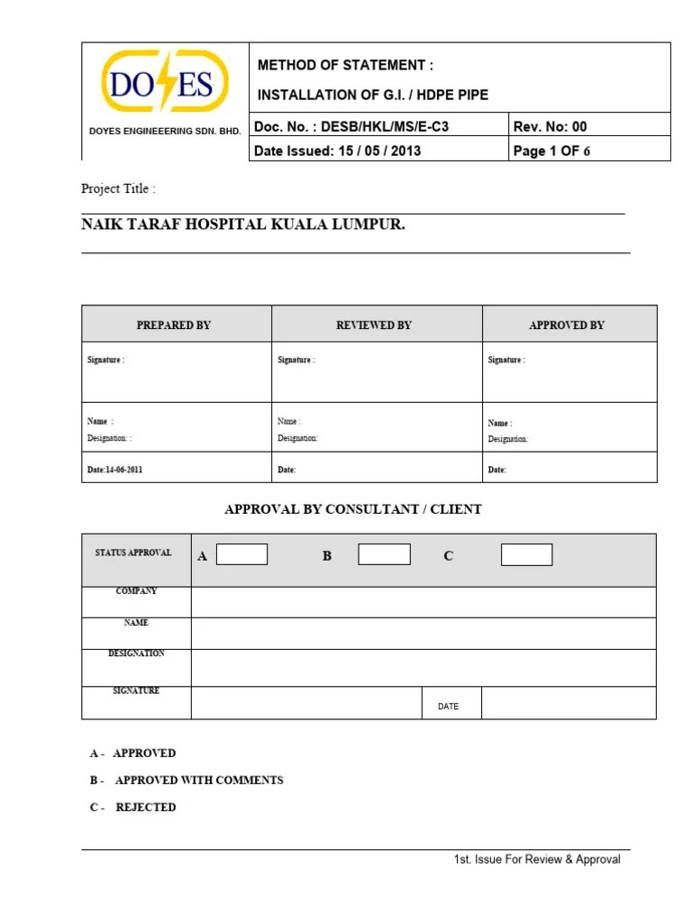 Method StatementUnderground Pipes PDF