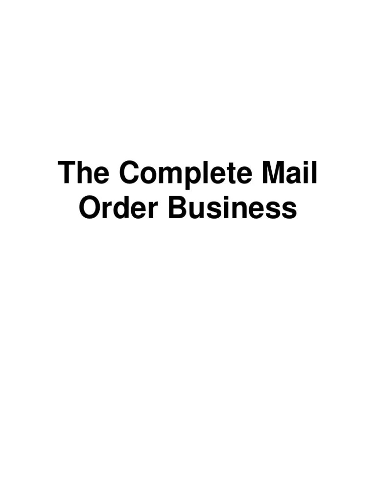 How To Start A Mail Order Business PDF United States Postal Service Mail