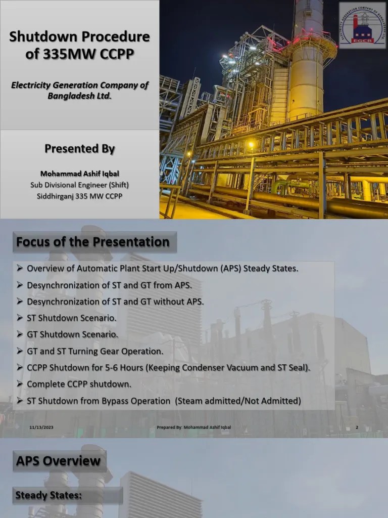 Presentation on Plant Shutdown Procedure PDF Pump Vacuum