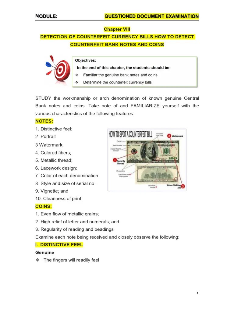 Chapter Viii Detection of Counterfeit Currency Bills How To Detect Counterfeit Bank Notes Anad C