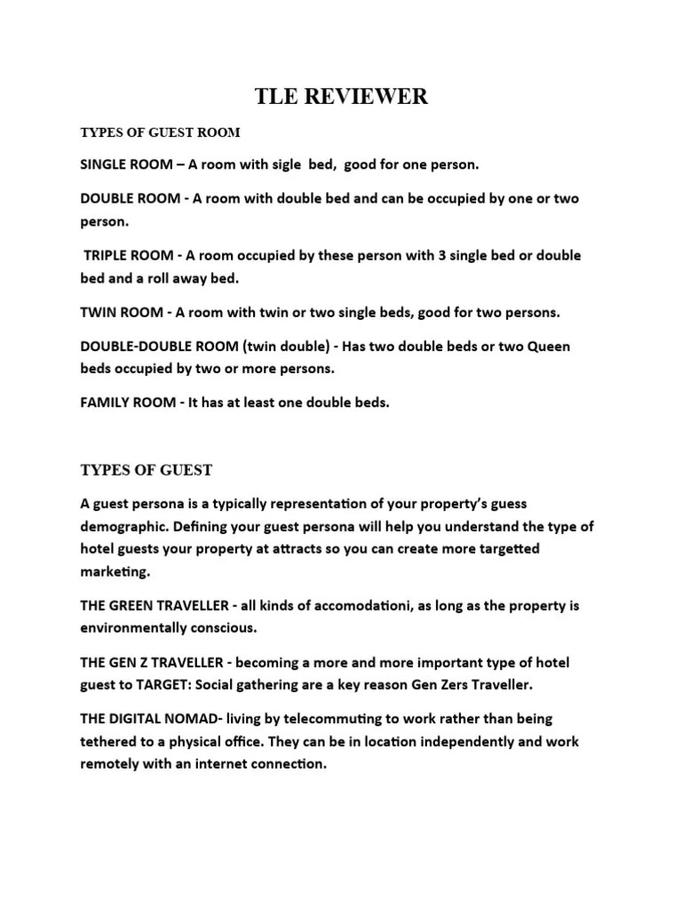 TLEREVIEWER Housekeeping PDF Bed