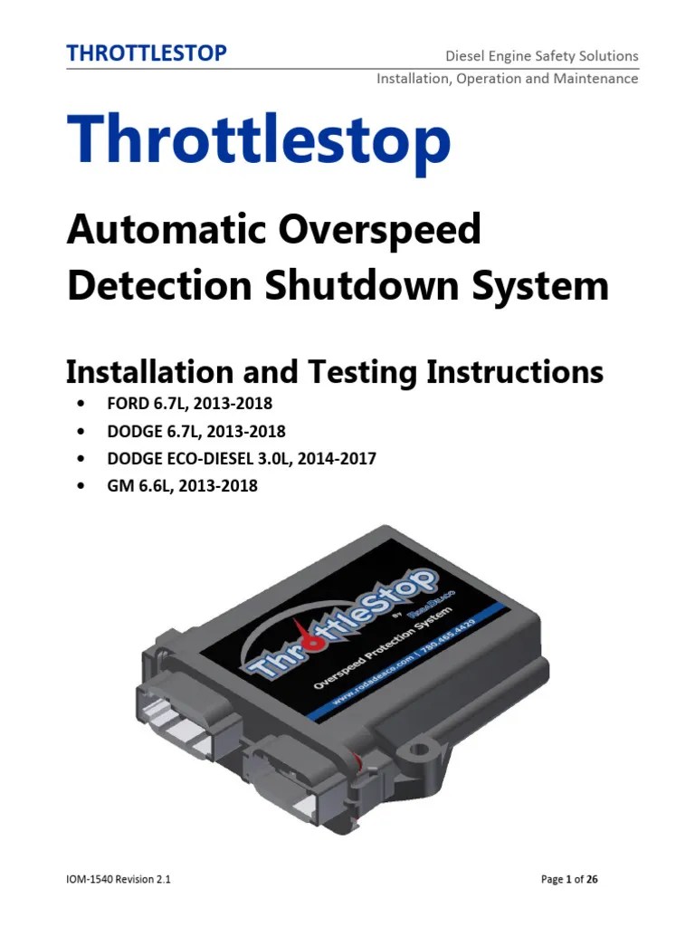 Throttlestop Installation, Operation, Maintenance Download Free PDF
