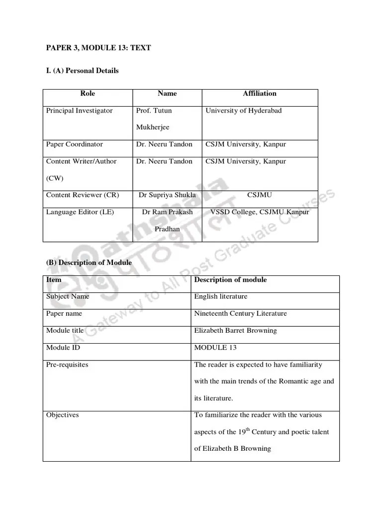 Elizabeth Barret Browning Including How Do Love Thee PDF Poetry