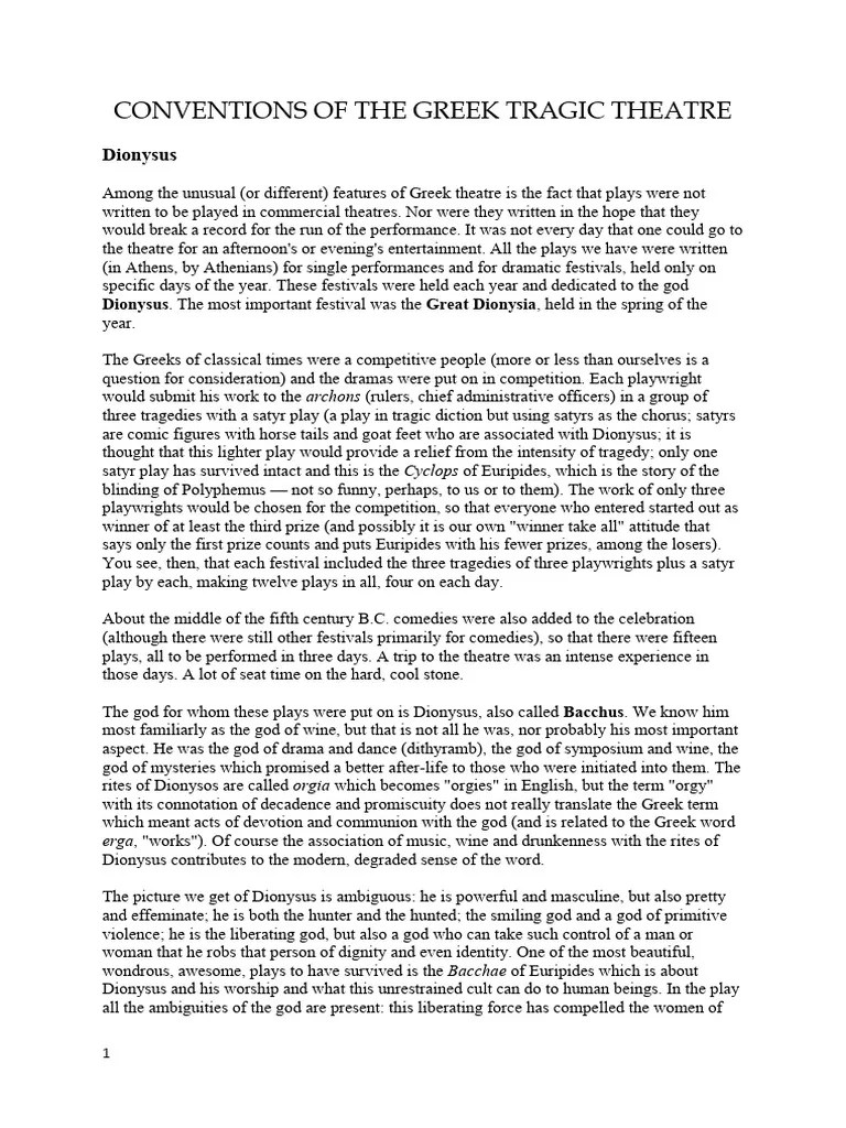 Context of Playwrights and conventions of Greek Tragedy PDF Oedipus