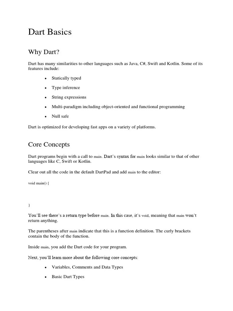 Dart Basics PDF