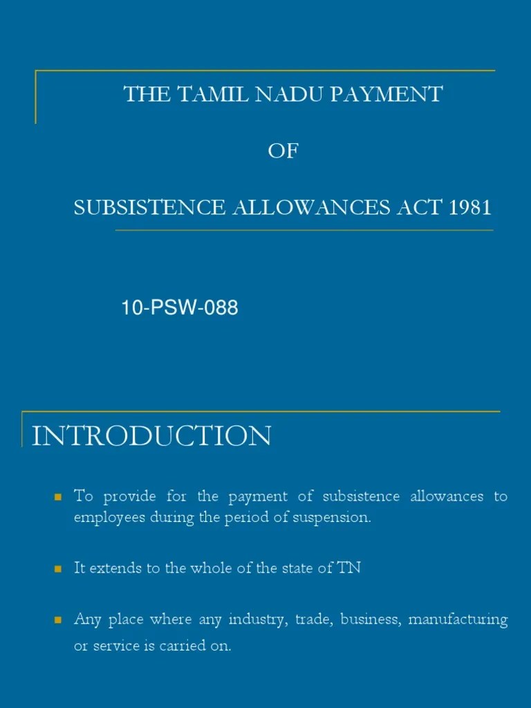 The Tamil Nadu Payment OF Subsistence Allowances Act 1981 PDF