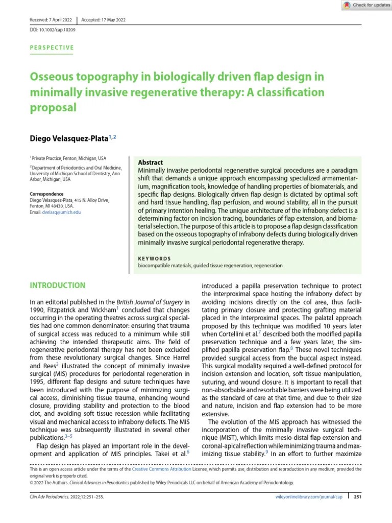 Clin Adv Periodontics 2022 Velasquez Plata Osseous Topography in
