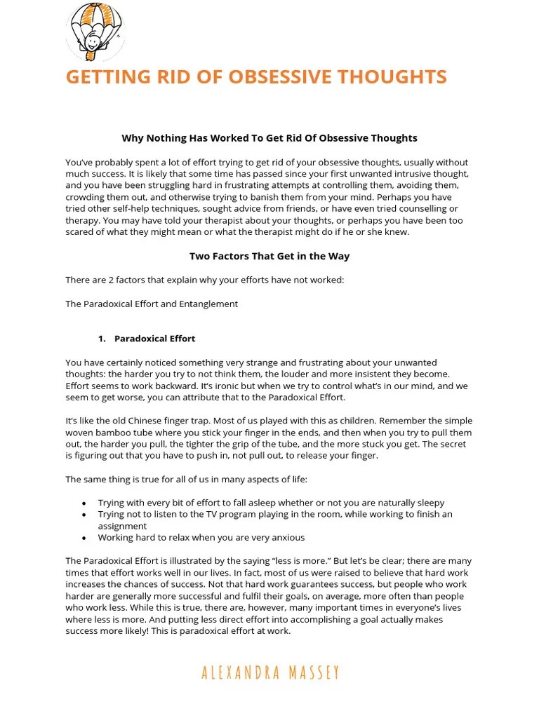 Obsessive Thoughts RAFT Guide PDF Thought Feeling