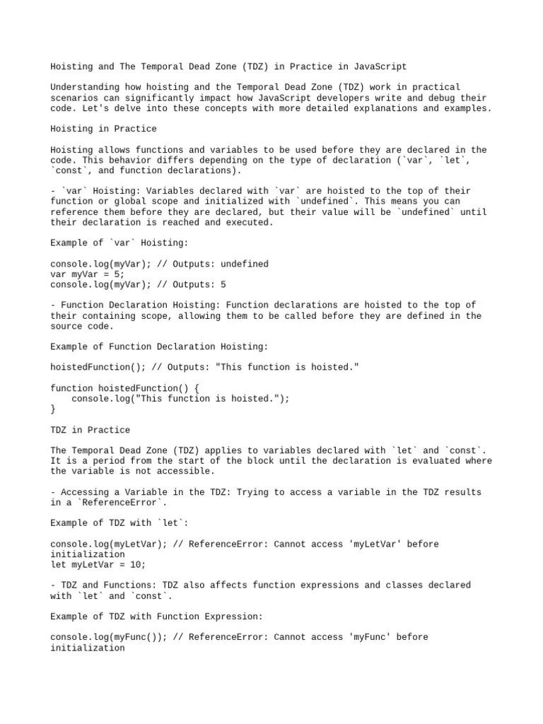 Hoisting_and_TDZ_in_Practice_in_JavaScript PDF Scope