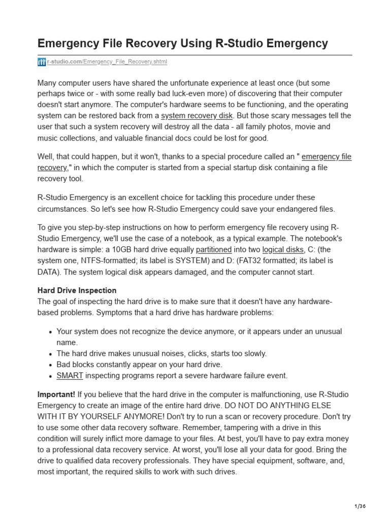 RStudio Emergency Guide PDF Computer File Booting