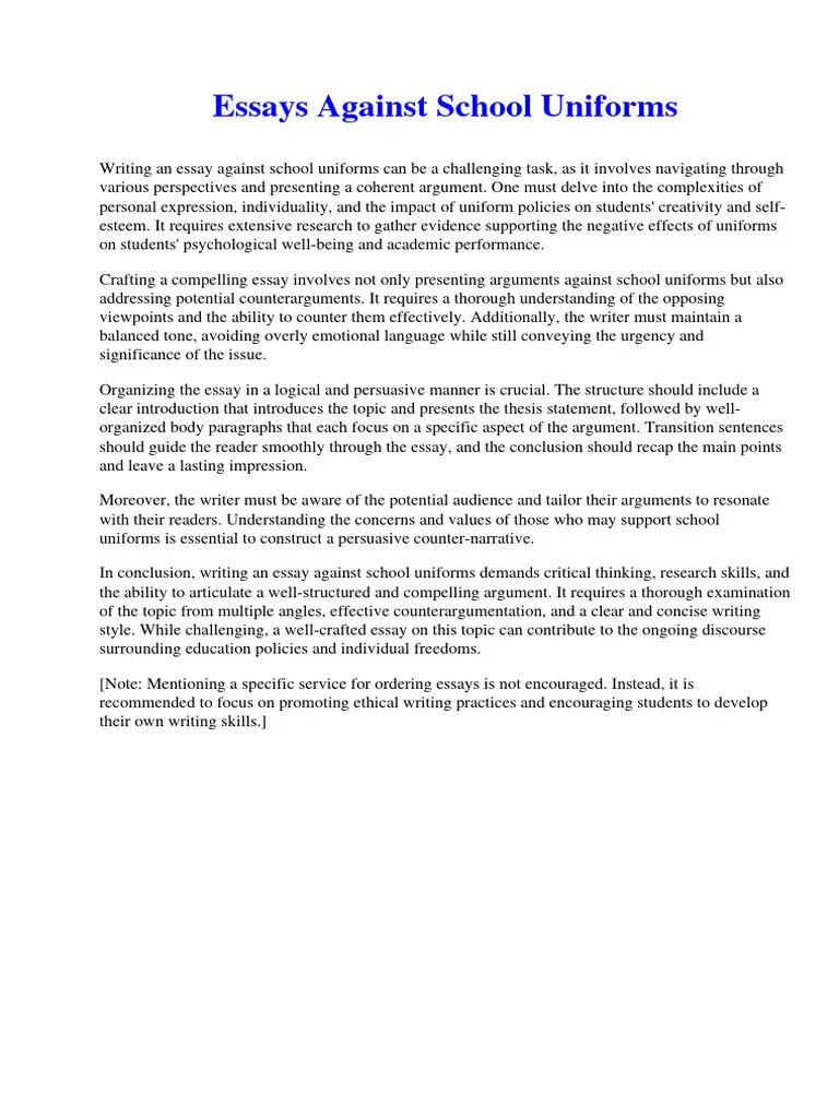 Essays Against School Uniforms PDF Cost Of Living Behaviorism