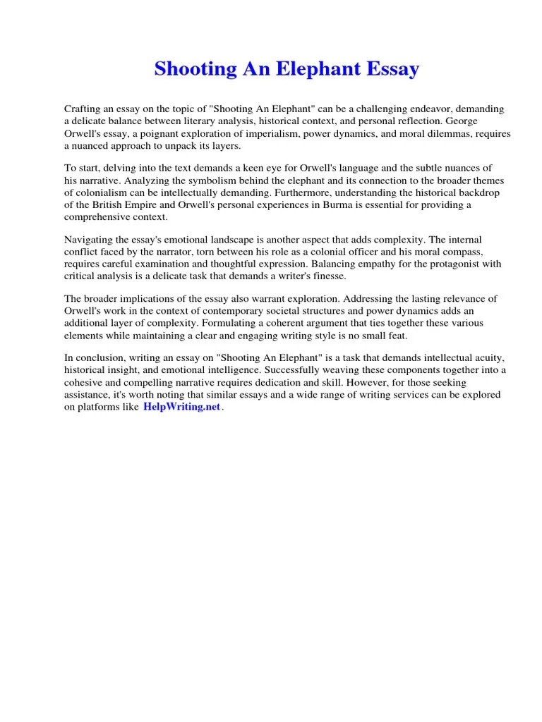 Shooting An Elephant Essay PDF