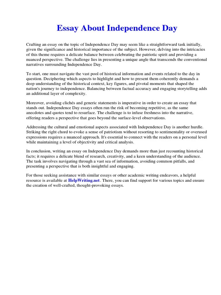 Essay About Independence Day PDF