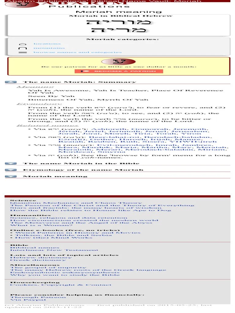 Moriah The Amazing Name Moriah Meaning and Ety PDF Bible