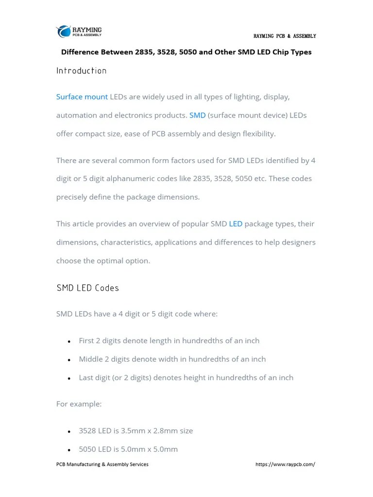 Difference Between 2835, 3528, 5050 and Other SMD LED Chip Types PDF