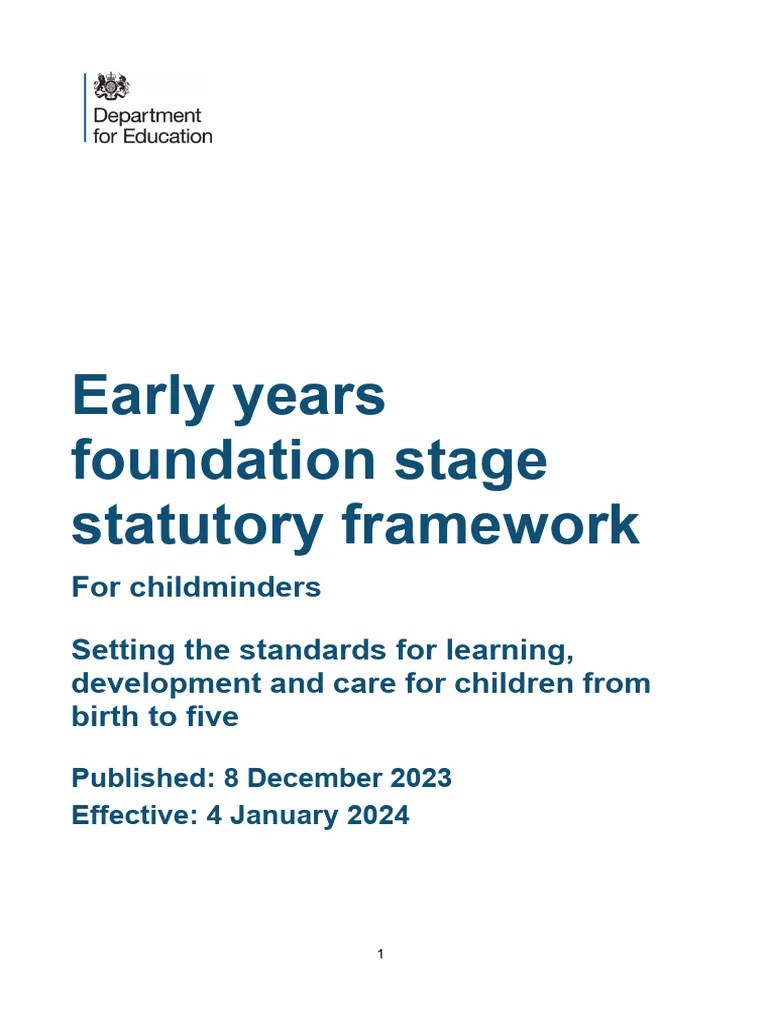 EYFS Statutory Framework For Childminders PDF