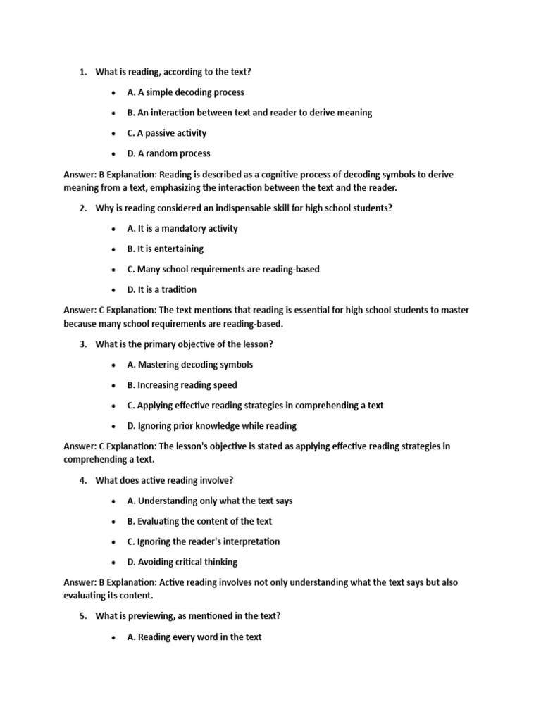 Reading and Writing Quiz Download Free PDF Speed Reading Reading