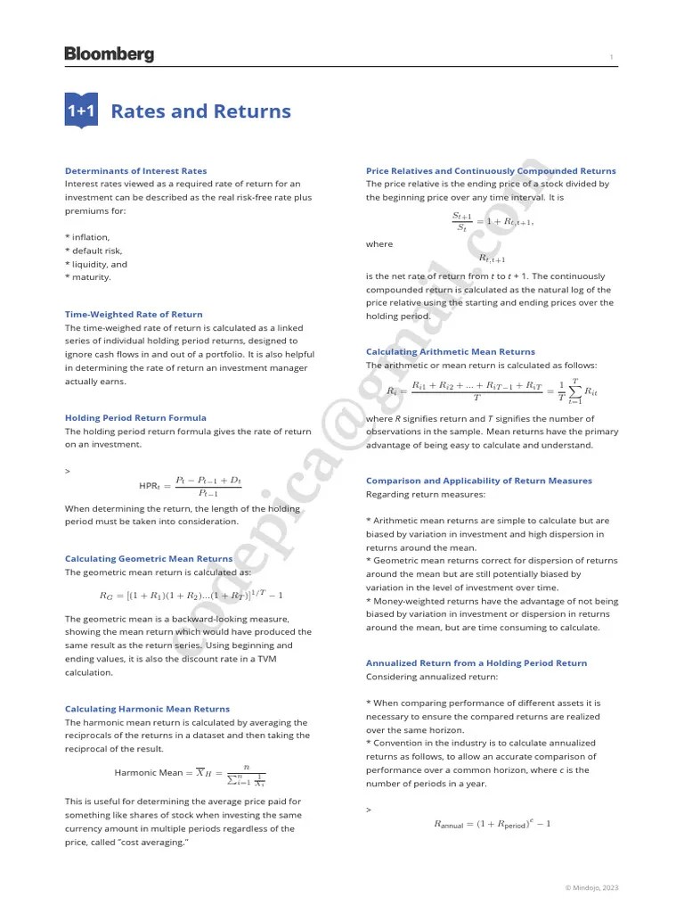 All Lesson Summaries (Bloomberg's Level I CFA (R) Exam Prep) Download
