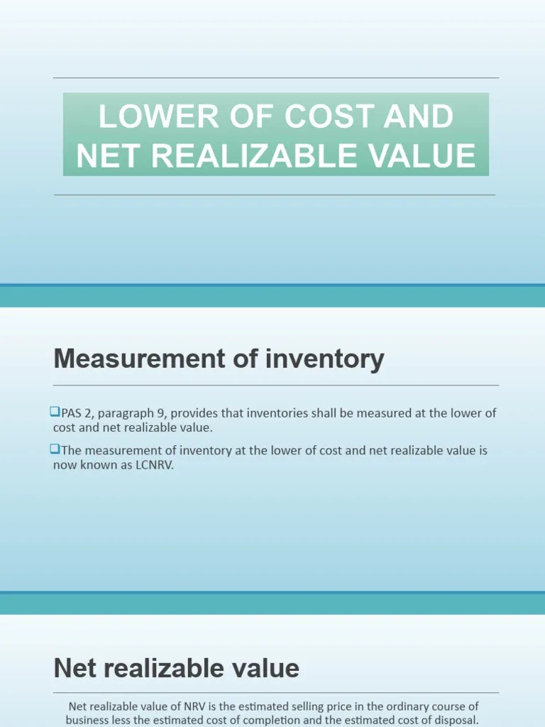 12 Lower of Cost and Net Realizable Value Download Free PDF Cost