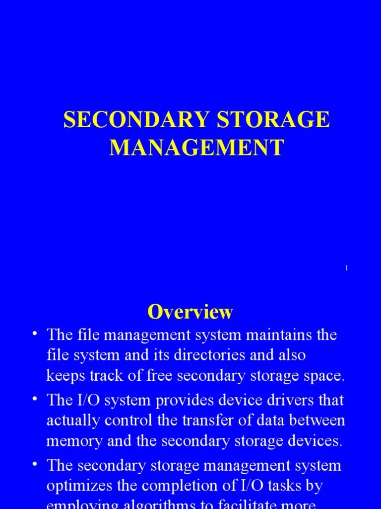 Secondary Storage Management 1 PDF Computer Data Storage Disk Storage