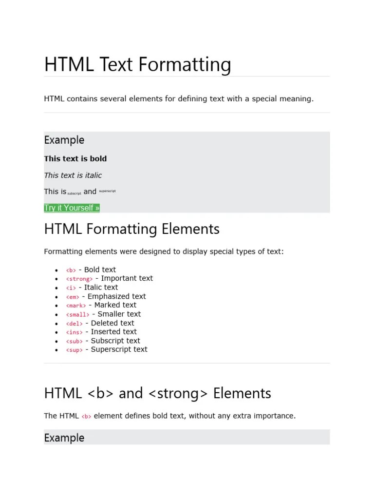 HTML Text Formatting Download Free PDF Html Html Element