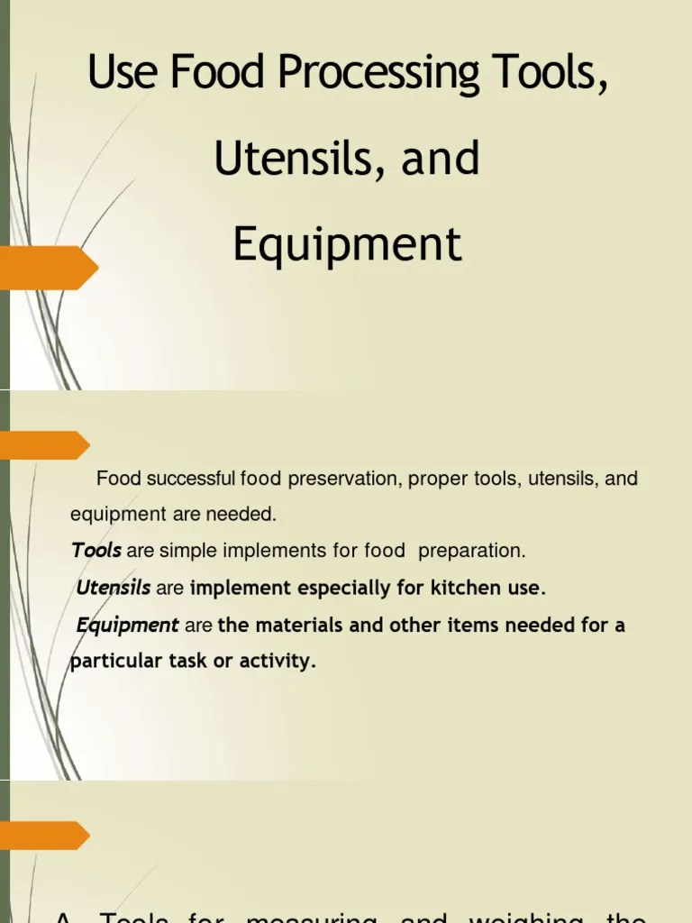 Food Processing Tools Equipment and Utensils PDF