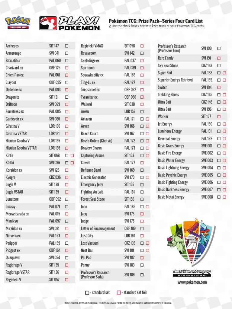 Prize Pack Series 4 Web Cardlist en PDF Pokémon Gaming