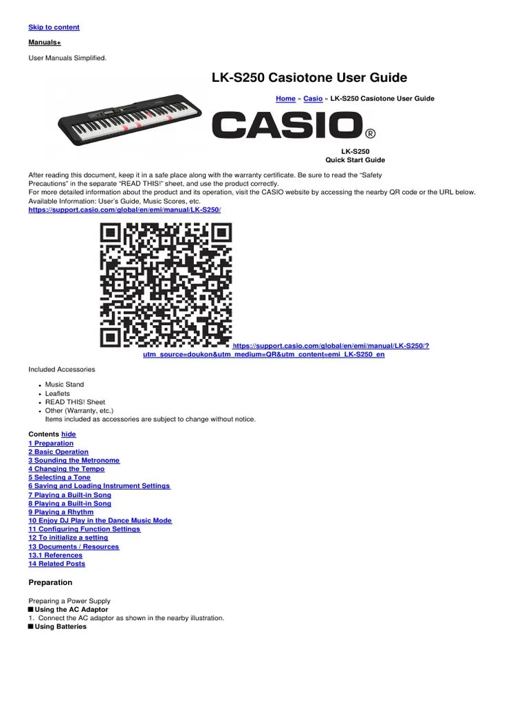 LK s250 Casiotone Manual | PDF