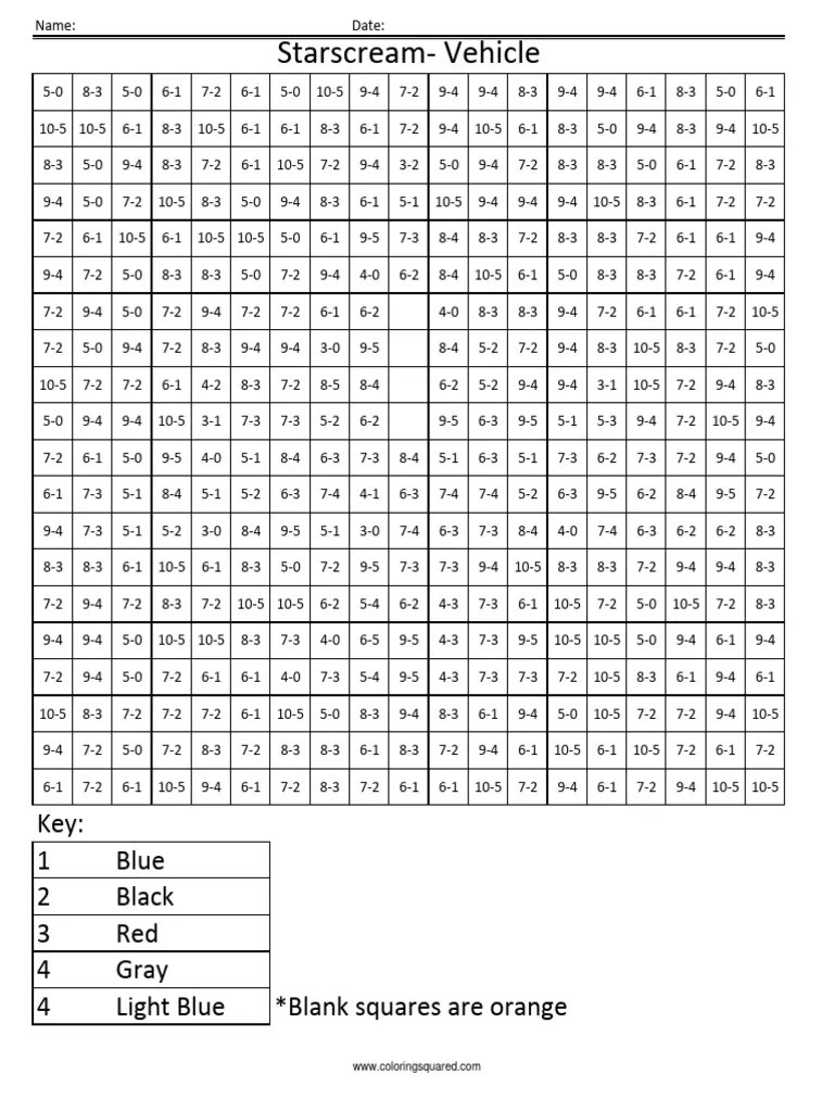 14 Starscream Jet Transformers Addition and Subtraction Math Worksheets