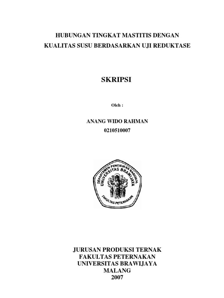 Hubungan Tingkat Mastitis Dengan Kualitas Susu Berdasarkan Uji Reduktase