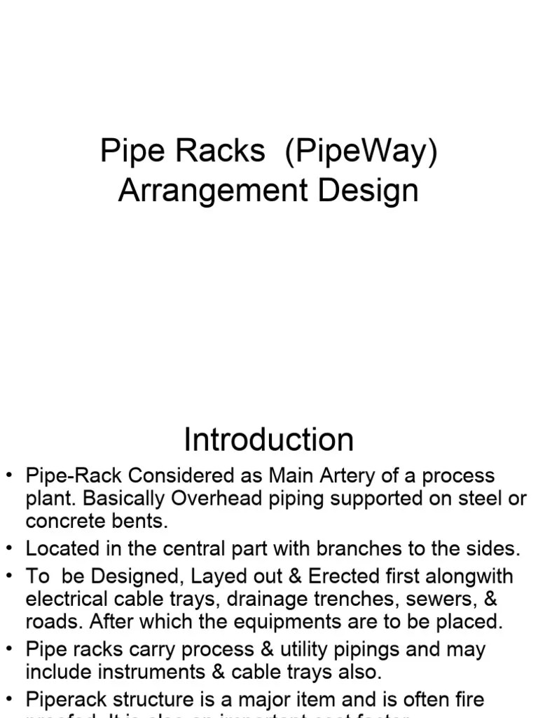 Pipe Racks Arrangement PDF Pipe (Fluid Conveyance) Sanitary Sewer