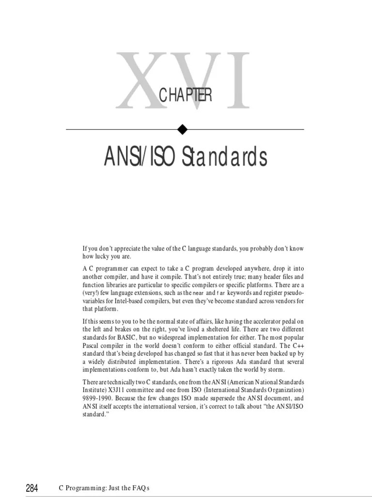 16 ANSIIsO Standards C (Programming Language) Control Flow