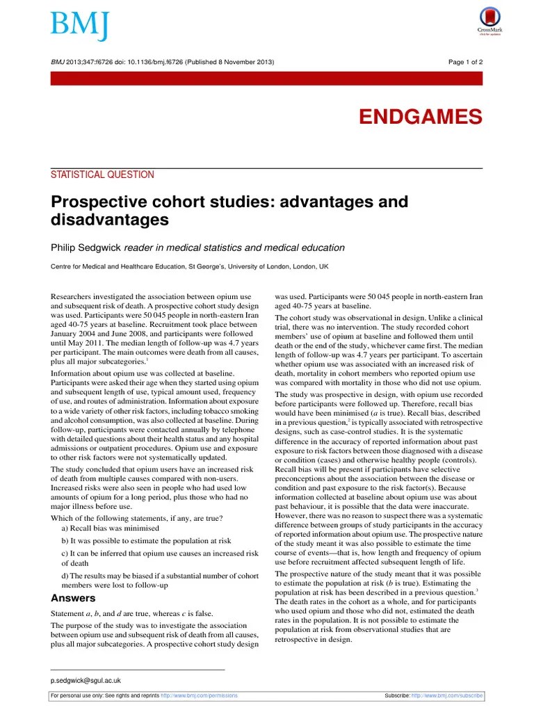Coorte Prospectiva BMJ 2013 PDF Cohort Study Confounding