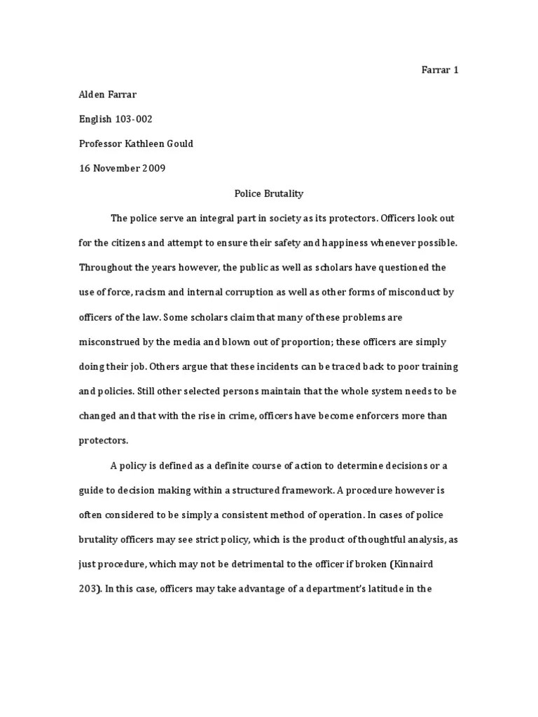 Essay About Police Service Essays on police brutality