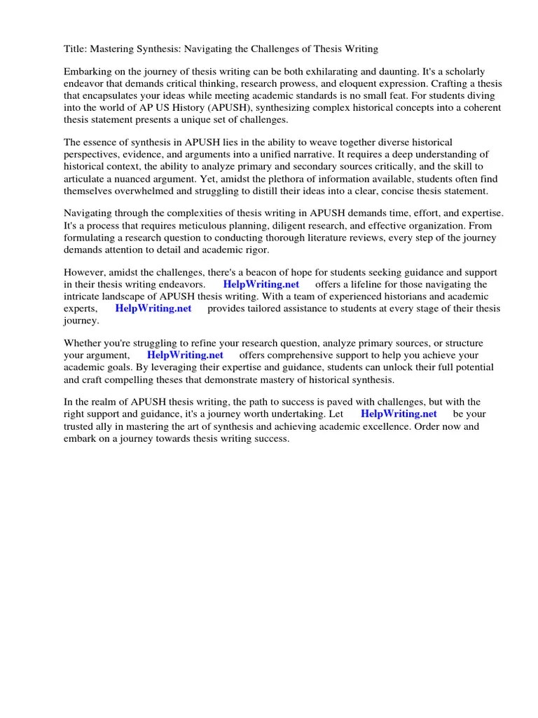 Synthesis Definition Apush PDF