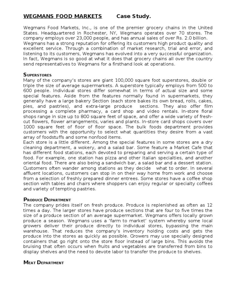 Wegmans Food Markets Case Study Grocery Store Supermarket