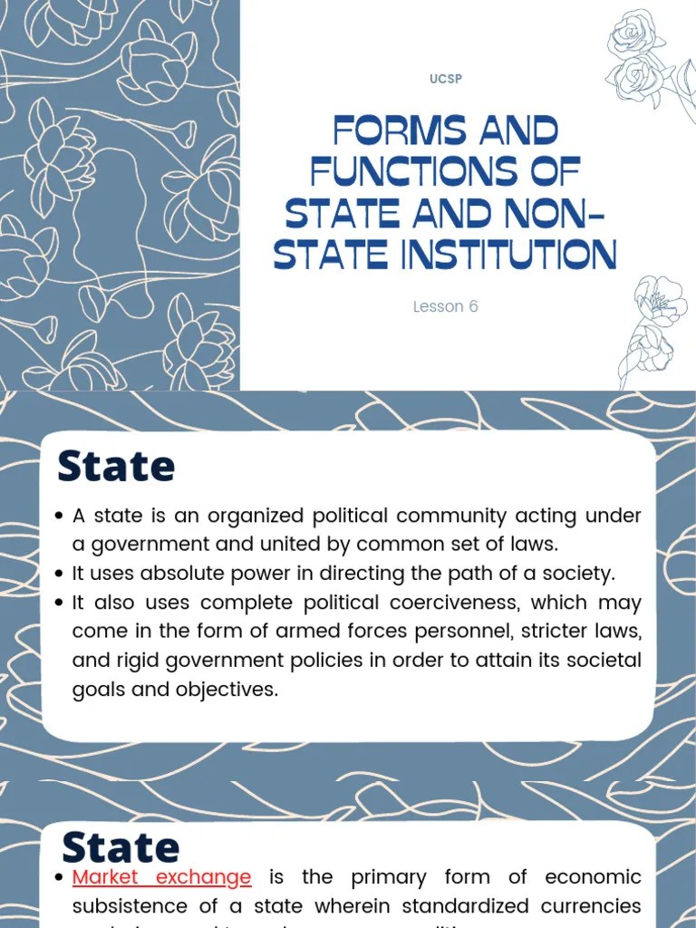 Lesson 6 Forms and Functions of State and NonState Institution PDF