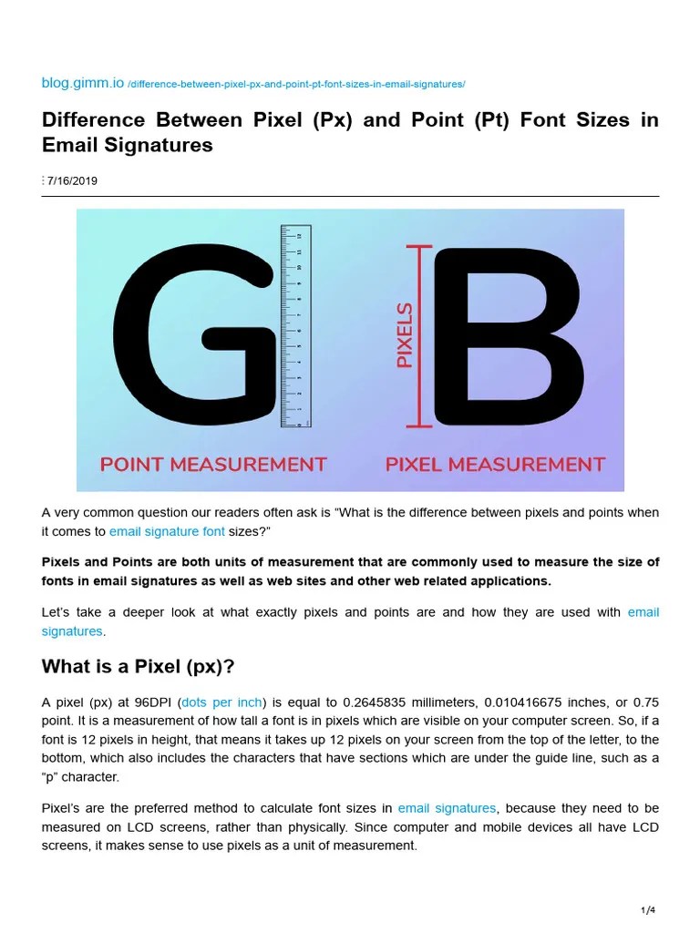 Difference Between Pixel PX and Point PT Font Sizes in Email Signatures