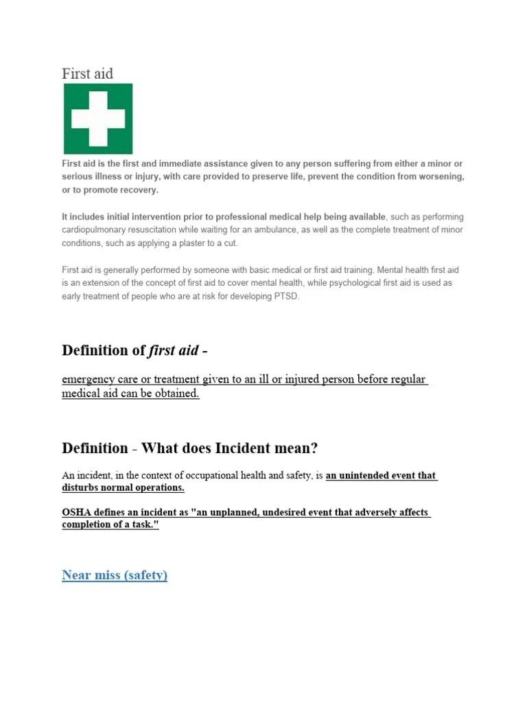 First Aid Definition PDF