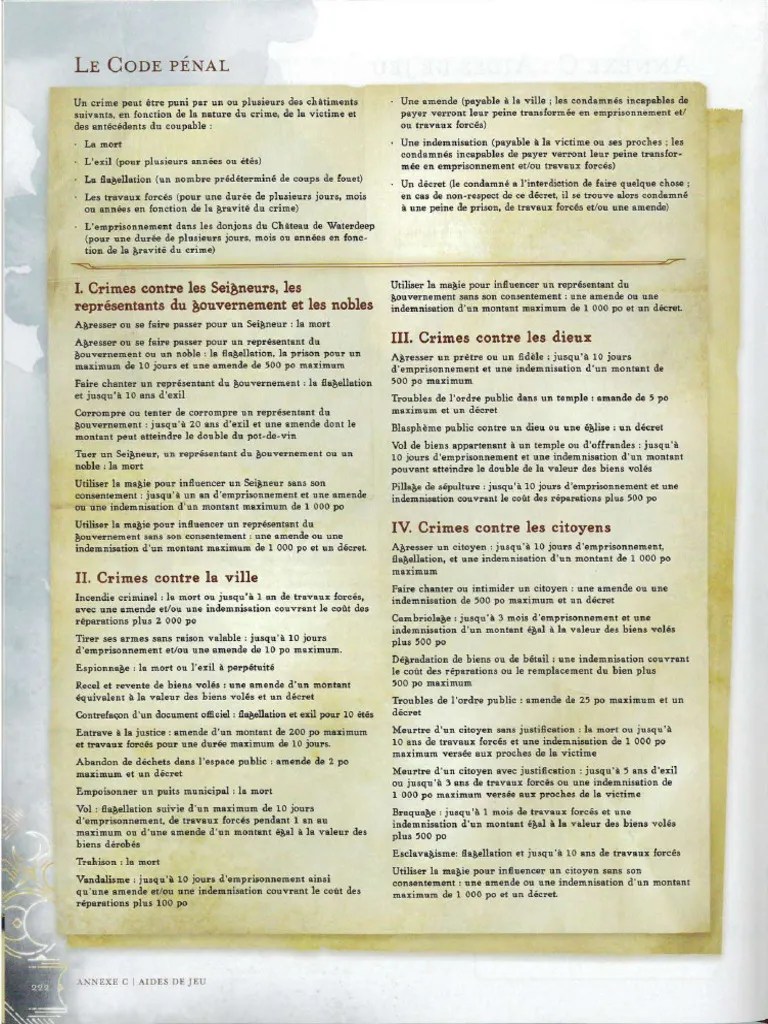 Waterdeep Code Pénal PDF