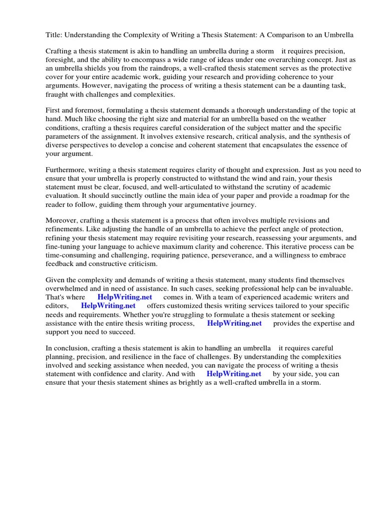 How Is A Thesis Statement Like An Umbrella PDF Thesis Essays