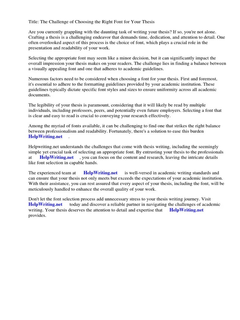 Font For Thesis Writing PDF