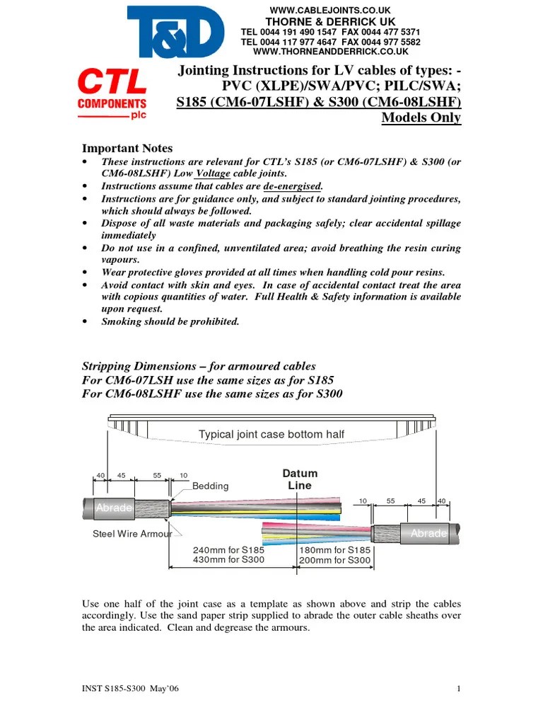 LV Resin Cable Joints 4 Core XLPE & PILC SWA, 185sqmm 300sqmm