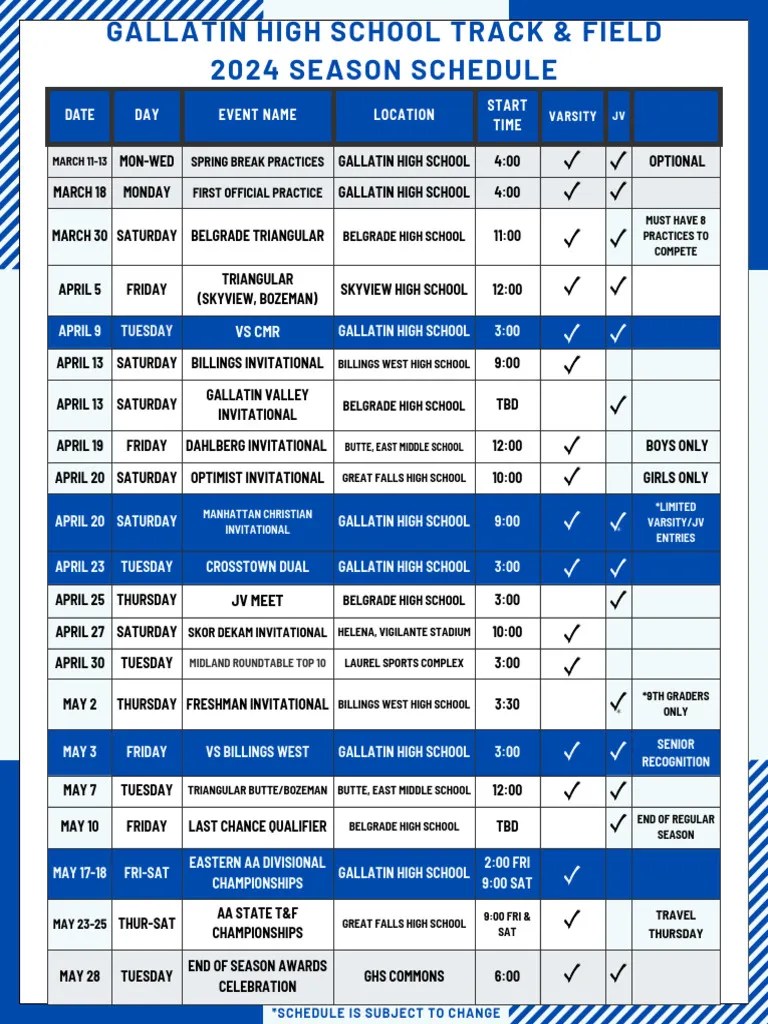 2024 Ghs Track Field Schedule Updated 3 | PDF