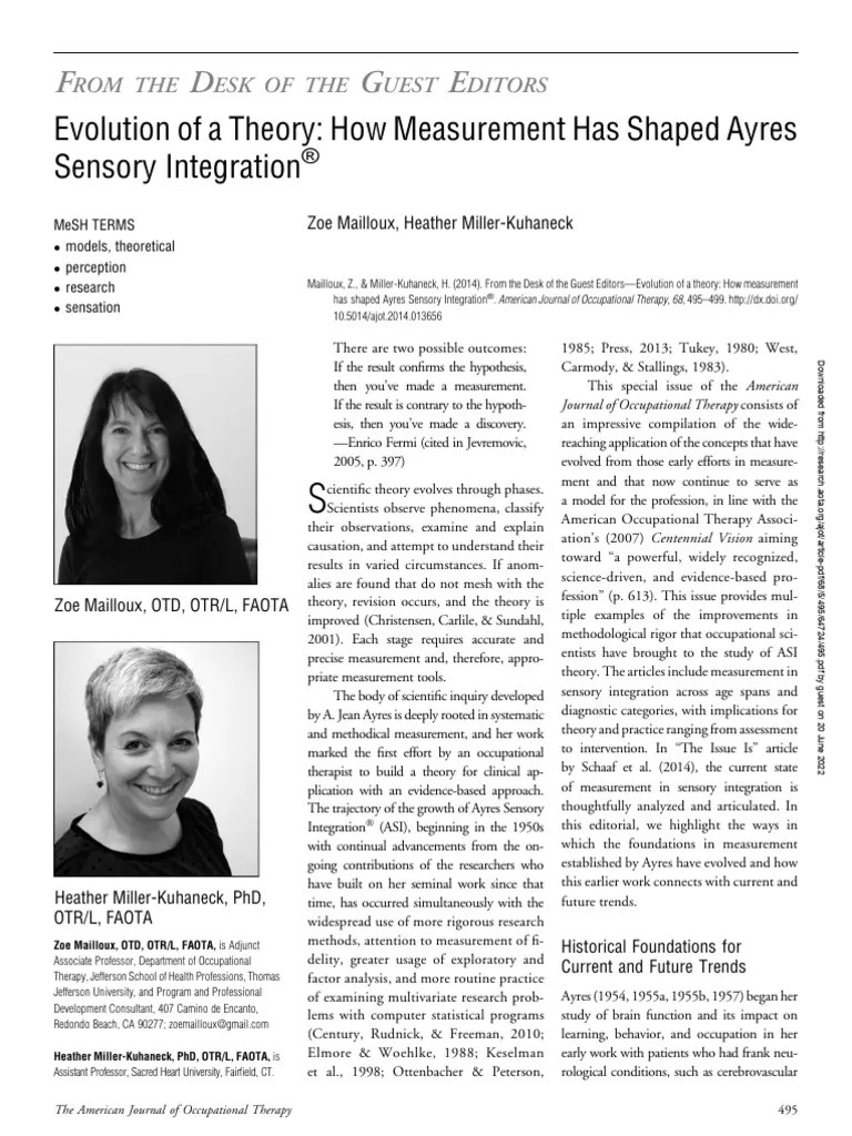 Evolution of A Theory How Measurement Has Shaped Ayres Sensory