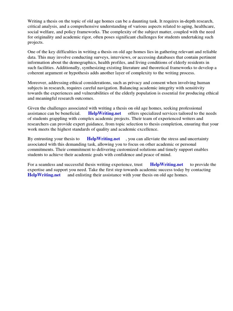 Thesis On Old Age Home PDF Elderly Care Old Age