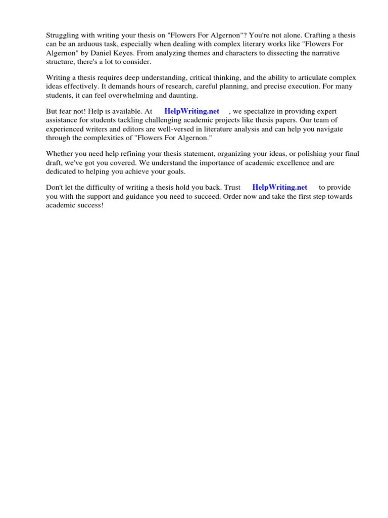 Thesis Flowers for Algernon PDF