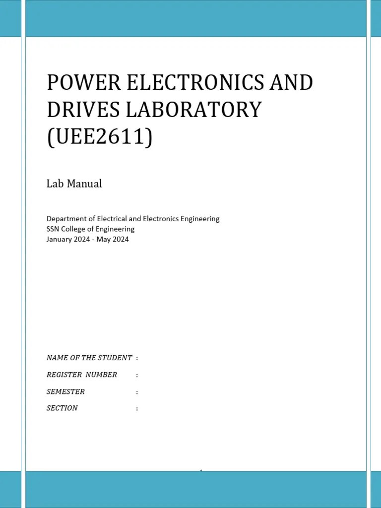UEE2611Power Electronics and Drives Lab Manual Download Free PDF