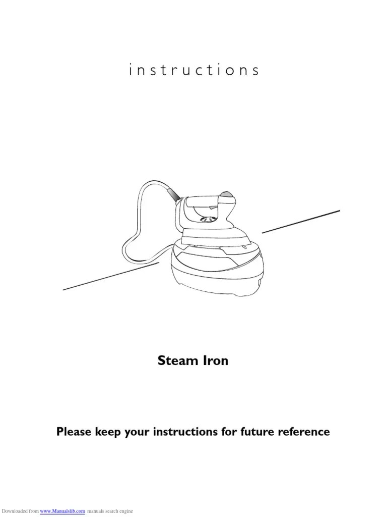 Instructions Steam Iron PDF Ac Power Plugs And Sockets Mains
